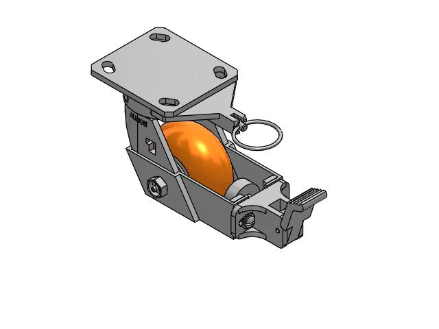 4" Top Plate Swivel Caster with AN- Round Polyurethane Wheel (Aluminum Core) and Face Brake (FBB) - 170AN04228SFBBL - Albion