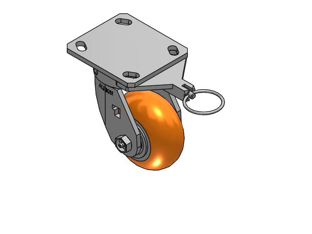 4" Top Plate Swivel Caster with AN-Round Polyurethane Wheel (Aluminum Core) and Swivel Lock - 170AN04228SL - Albion