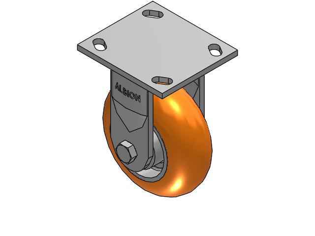 5" Top Plate Rigid Caster with AN- Round Polyurethane Wheel (Aluminum Core) - 170AN05228R - Albion