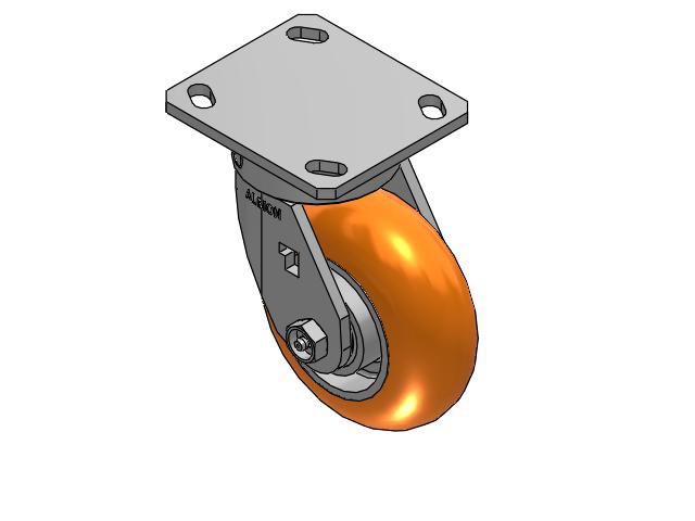 5" Top Plate Rigid Caster with AN- Round Polyurethane Wheel (Aluminum Core) - 170AN05228S - Albion