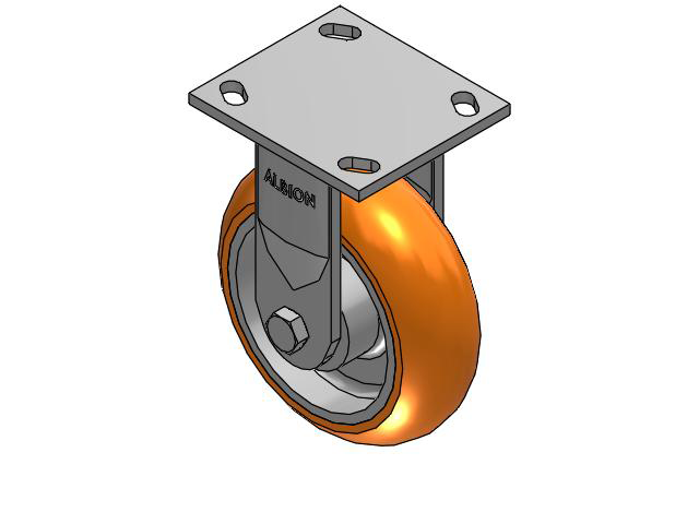 6" Top Plate Rigid Caster with AN- Round Polyurethane Wheel (Aluminum Core) - 170AN06228R - Albion