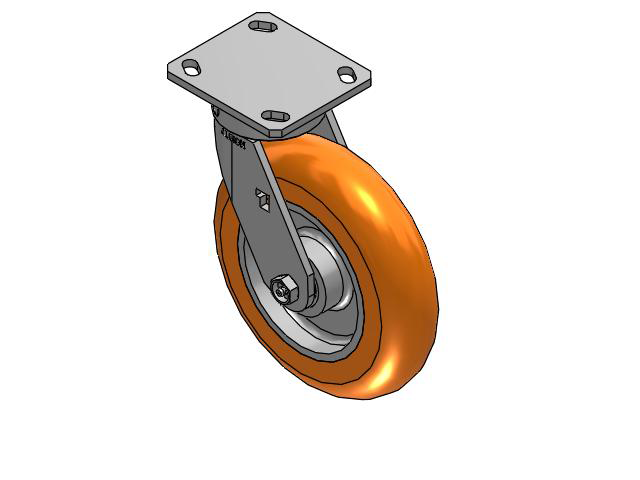 8" Top Plate Swivel Caster with AN- Round Polyurethane Wheel (Aluminum Core) - 170AN08228S01 - Albion