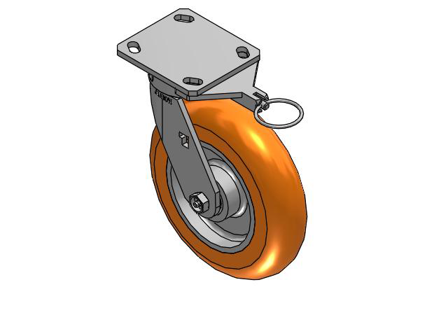 8" Top Plate Swivel Caster with AN- Round Polyurethane Wheel (Aluminum Core) and Swivel Lock (L) - 170AN08228S01L - Albion