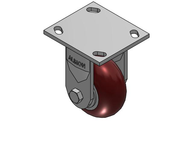 4" Top Plate Rigid Caster with AX-Round Polyurethane Wheel (Aluminum Core) - 170AX04228R - Albion