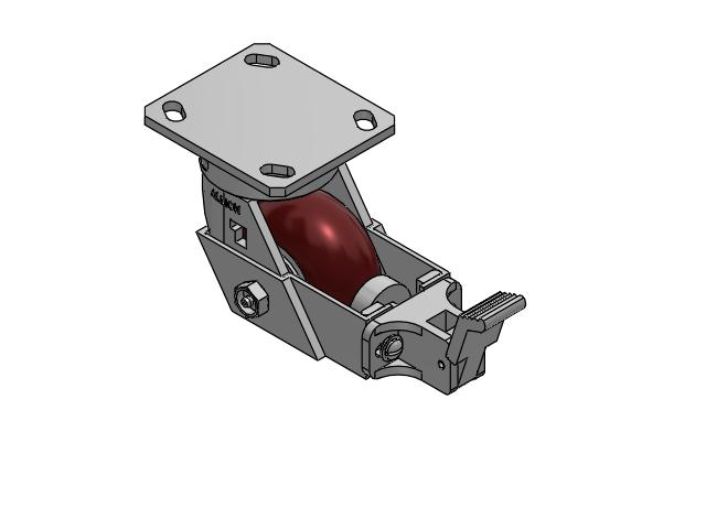 4" Top Plate Swivel Caster with AX-Round Polyurethane Wheel (Aluminum Core) and Face Brake (FBB) - 170AX04228SFBB - Albion