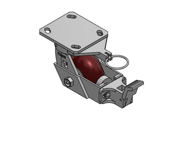 4" Top Plate Swivel Caster with AX- Round Polyurethane Wheel (Aluminum Core) and Face Brake (FBB) - 170AX04228SFBBL - Albion