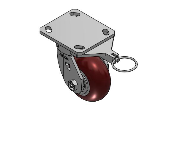 4" Top Plate Swivel Caster with AX- Round Polyurethane Wheel (Aluminum Core) and Swivel Lock (L) - 170AX04228SL - Albion