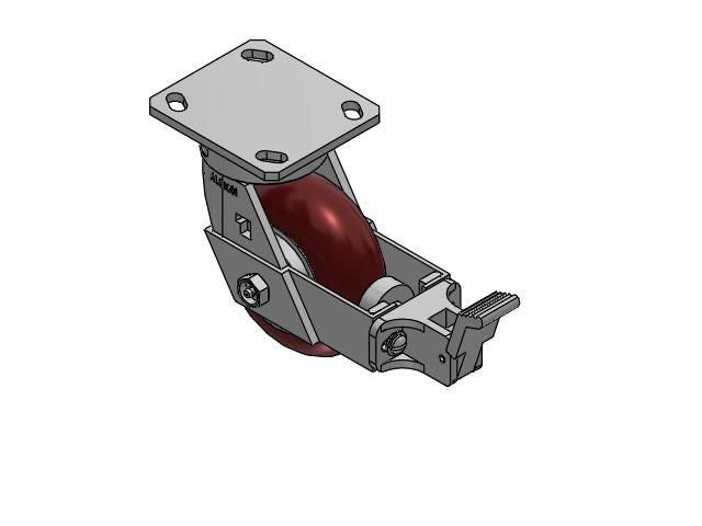 5" Top Plate Swivel Caster with AX-Round Polyurethane Wheel (Aluminum Core) and Face Brake (FBB) - 170AX05228SFBB - Albion