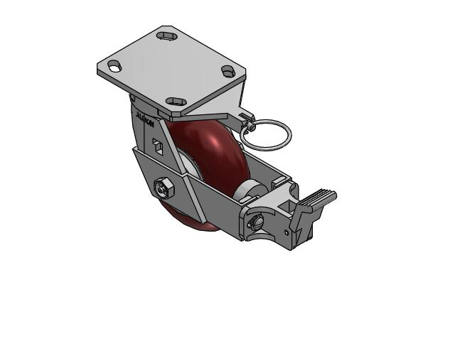 5" Top Plate Swivel Caster with AX-Round Polyurethane Wheel (Aluminum Core) and Face Brake (FBB) - 170AX05228SFBBL - Albion