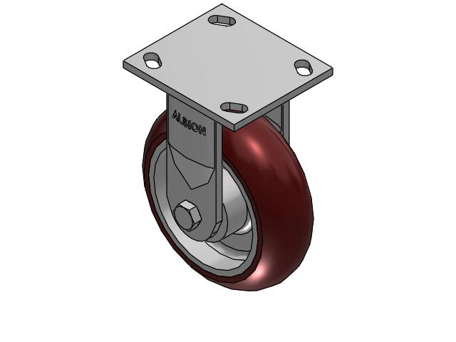 6" Top Plate Rigid Caster with AX-Round Polyurethane Wheel (Aluminum Core) - 170AX06228R - Albion