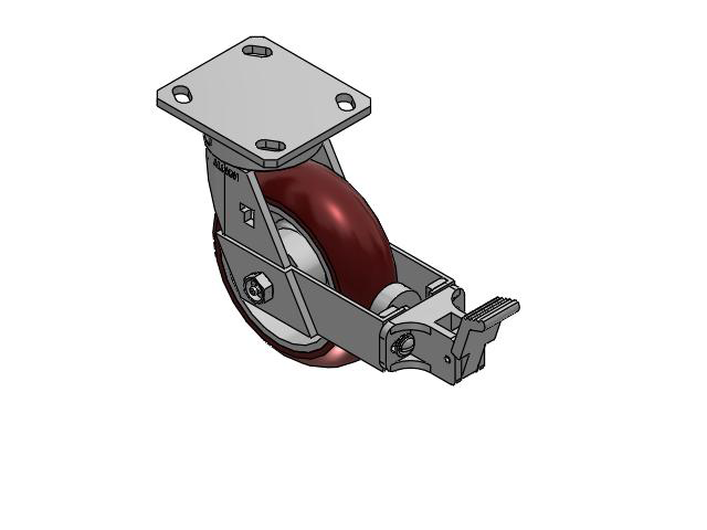 6" Top Plate Swivel Caster with AX-Round Polyurethane Wheel (Aluminum Core) and Face Brake (FBB) - 170AX06228SFBB - Albion