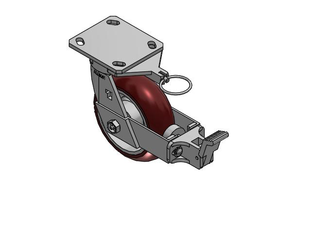 6" Top Plate Swivel Caster with AX-Round Polyurethane Wheel (Aluminum Core) and Face Brake (FBB) - 170AX06228SFBBL - Albion