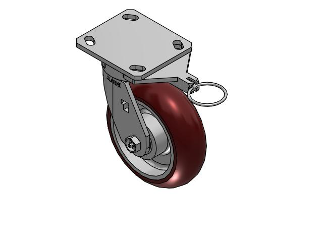 6" Top Plate Swivel Caster with AX-Round Polyurethane Wheel (Aluminum Core) and Swivel Lock (L) - 170AX06228SL - Albion
