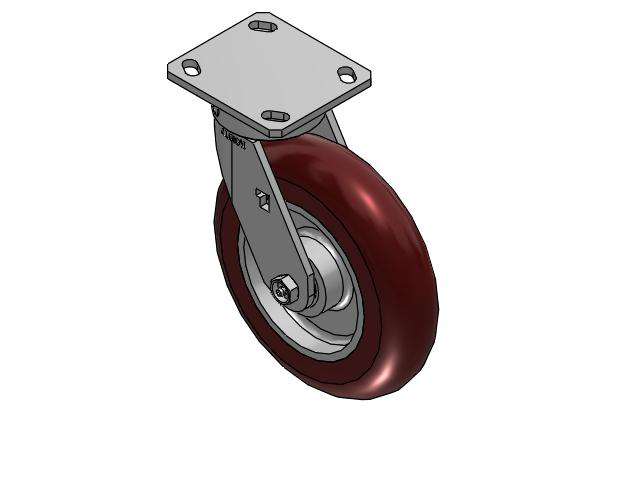8" Top Plate Swivel Caster with AX-Round Polyurethane Wheel (Aluminum Core) - 170AX08228S01 - Albion