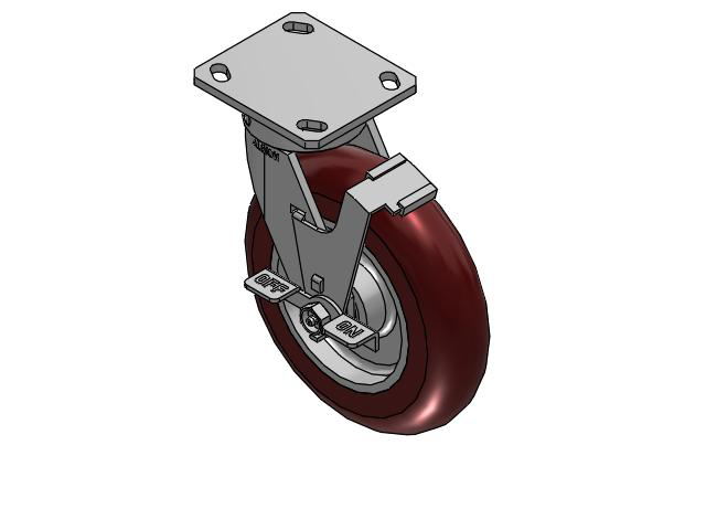 8 " Top Plate Swivel Caster with AX-Round Polyurethane Wheel (Aluminum Core) and Face Brake (FBC) - 170AX08228S01FBC - Albion