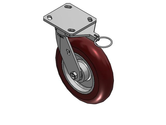 8" Top Plate Swivel Caster with AX-Round Polyurethane Wheel (Aluminum Core) and Swivel Lock (L) - 170AX08228S01L - Albion