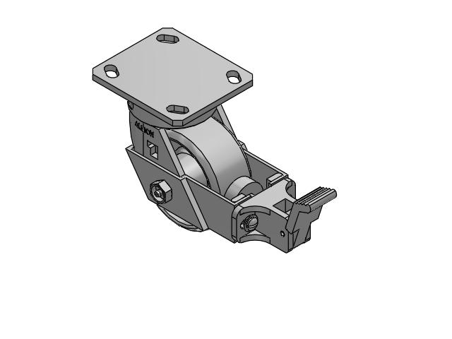 4" Top Plate Swivel Caster with Cast Iron Wheel and Face Brake (FBB) - 170CA04201SFBB - Albion