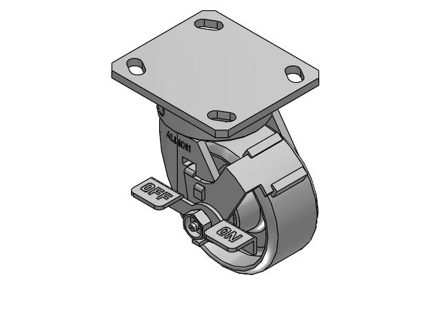 4" Top Plate Swivel Caster with Cast Iron Wheel and Face Brake (FBC) - 170CA04201SFBC - Albion