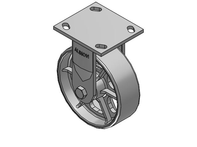 6" Top Plate Rigid Caster with Cast Iron Wheel - 170CA06201R - Albion