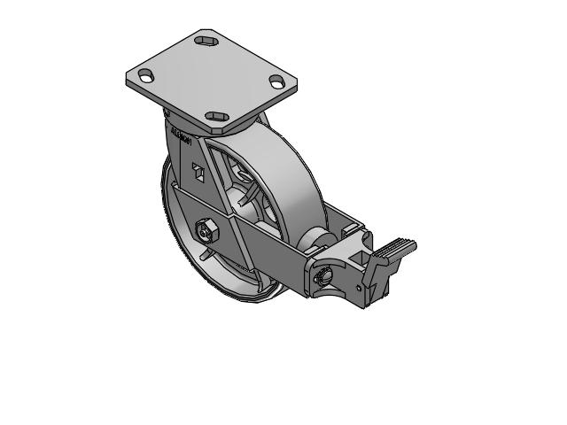 6" Top Plate Swivel Caster with Cast Iron Wheel and Face Brake (FBB) - 170CA06201SFBB - Albion