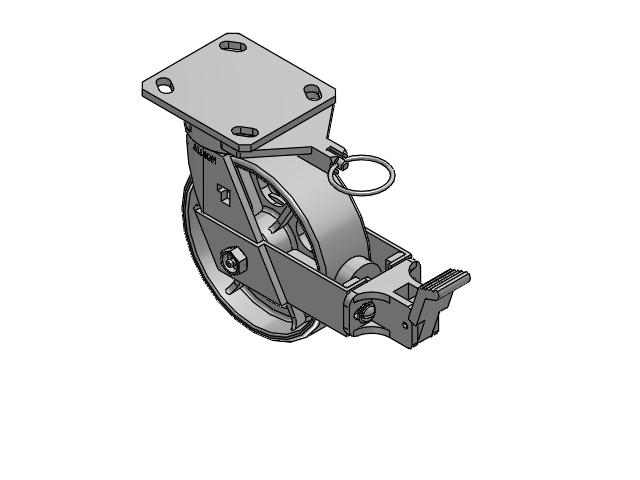 6" Top Plate Swivel Caster with Cast Iron Wheel and Face Brake (FBB) - 170CA06201SFBBL - Albion