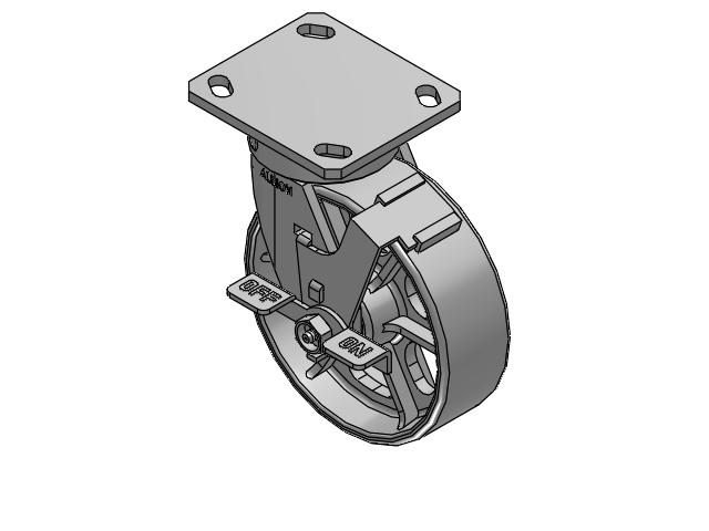 6" Top Plate Swivel Caster with Cast Iron Wheel and Face Brake (FBC) - 170CA06201SFBC - Albion