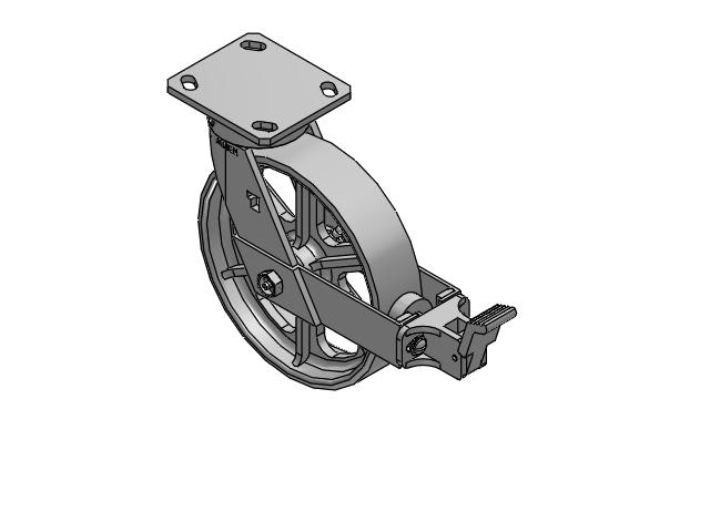 8" Top Plate Swivel Caster with Cast Iron Wheel and Face Brake (FBB) - 170CA08201S01FBB - Albion