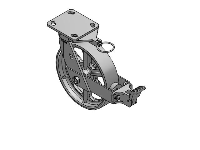 8" Top Plate Swivel Caster with Cast Iron Wheel and Face Brake (FBB) - 170CA08201S01FBBL - Albion
