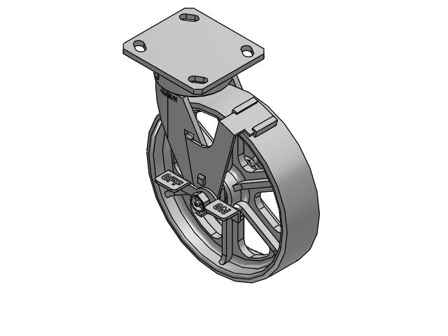 8" Top Plate Swivel Caster with Cast Iron Wheel and Face Brake (FBC) - 170CA08201S01FBC - Albion