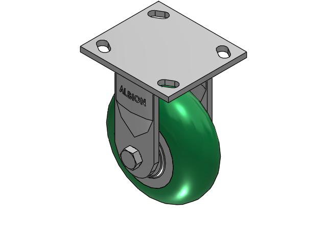 5" Top Plate Rigid Caster with Round Polyurethane Wheel - 170PM05228R - Albion