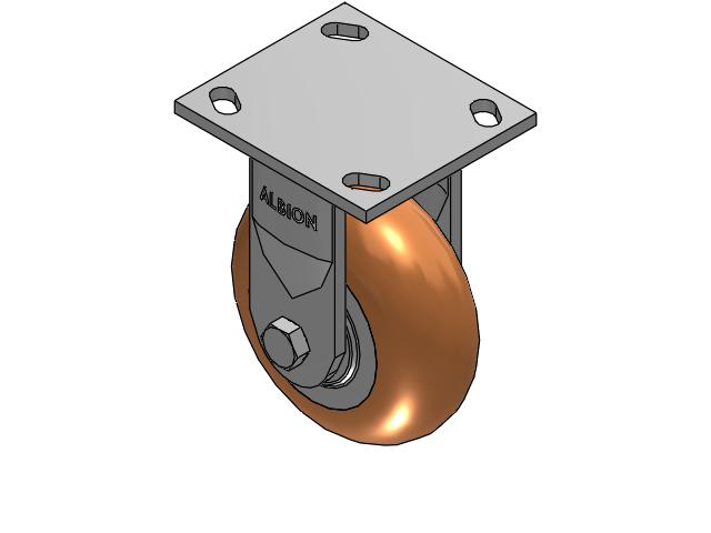 5" Top Plate Rigid Caster with Round Polyurethane Wheel - 170PM05228R80A - Albion