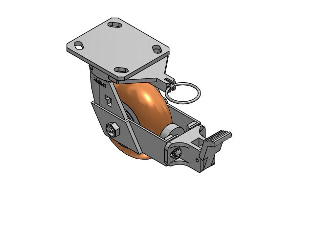 5" Top Plate Swivel Caster with Round Polyurethane Wheel and Face Brake (FBB) - 170PM05228S80AFBBL - Albion