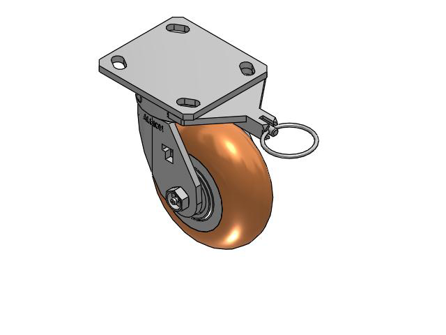 5" Top Plate Swivel Caster with Round Polyurethane Wheel and Swivel Lock  (L) - 170PM05228S80AL - Albion