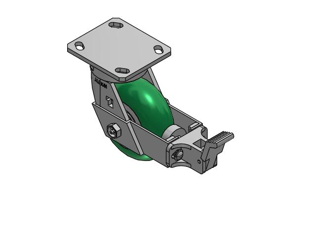 5" Top Plate Swivel Caster with Round Polyurethane Wheel and Face Brake (FBB) - 170PM05228SFBB - Albion