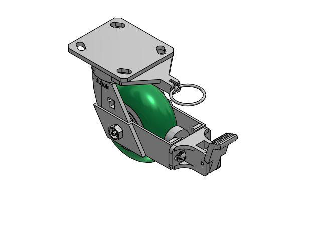 5" Top Plate Swivel Caster with Round Polyurethane Wheel and Face Brake (FBB) - 170PM05228SFBBL - Albion