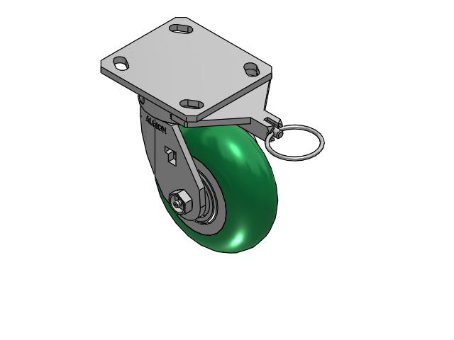 5" Top Plate Swivel Caster with Round Polyurethane Wheel and Swivel Lock  (L) - 170PM05228SL - Albion