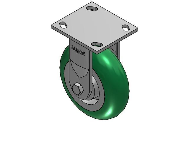 6" Top Plate Rigid Caster with Round Polyurethane Wheel - 170PM06228R - Albion