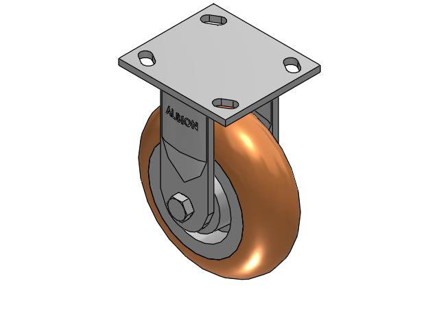 6" Top Plate Rigid Caster with Round Polyurethane Wheel - 170PM06228R80A - Albion
