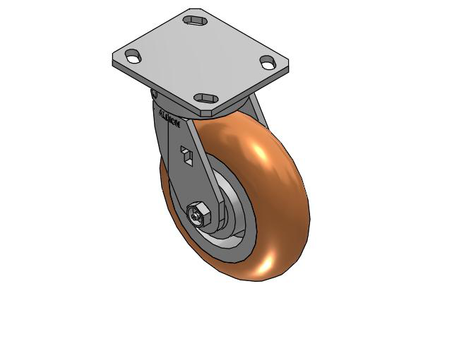 6" Top Plate Swivel Caster with Round Polyurethane Wheel - 170PM06228S80A - Albion