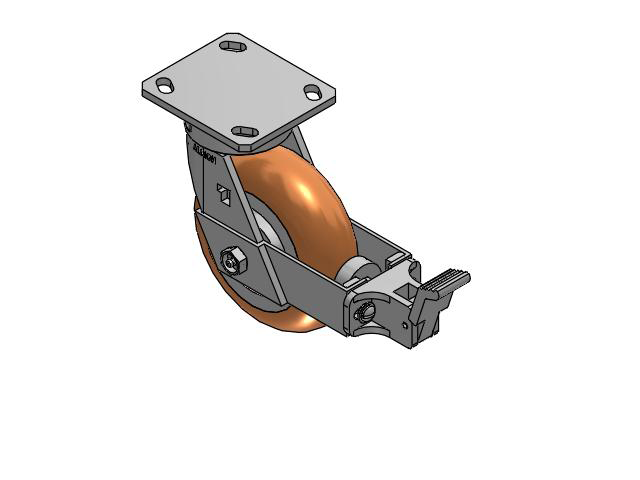6" Top Plate Swivel Caster with Round Polyurethane Wheel and Face Brake (FBB) - 170PM06228S80AFBB - Albion