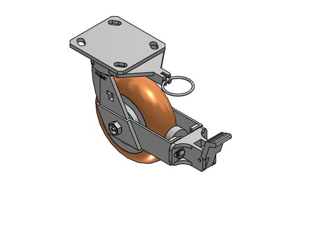 6" Top Plate Swivel Caster with Round Polyurethane Wheel and Face Brake (FBB) - 170PM06228S80AFBBL - Albion
