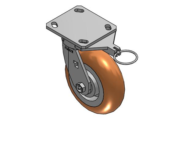 6" Top Plate Swivel Caster with Round Polyurethane Wheel and Swivel Lock  (L) - 170PM06228S80AL - Albion