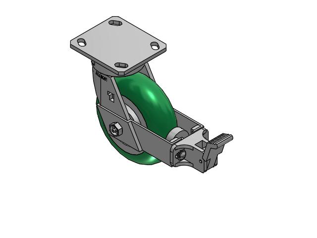 6" Top Plate Swivel Caster with Round Polyurethane Wheel and Face Brake (FBB) - 170PM06228SFBB - Albion