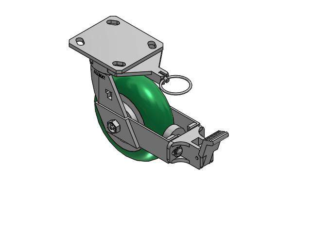 6" Top Plate Swivel Caster with Round Polyurethane Wheel and Face Brake (FBB) - 170PM06228SFBBL - Albion