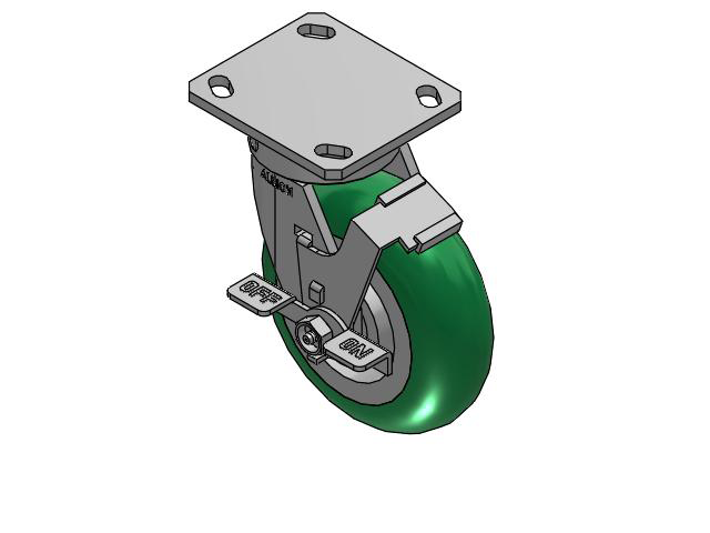 6" Top Plate Swivel Caster with Round Polyurethane Wheel and Face Brake (FBC) - 170PM06228SFBC - Albion