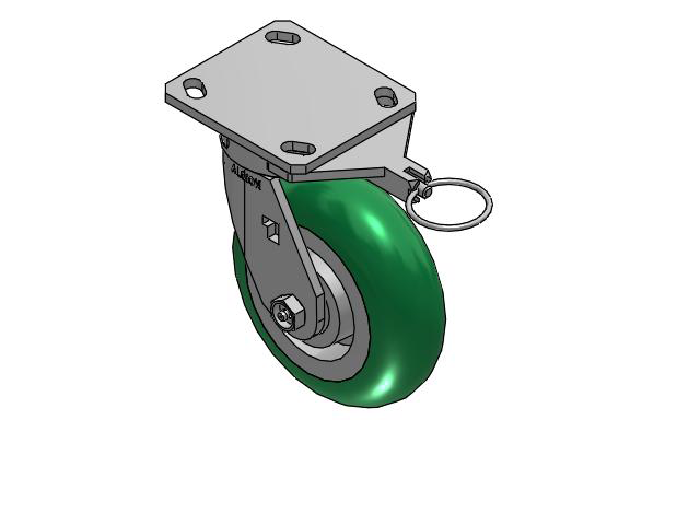 6" Top Plate Swivel Caster with Round Polyurethane Wheel and Swivel Lock  (L) - 170PM06228SL - Albion