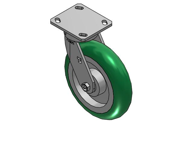 8"   Top Plate Swivel Caster with Round Polyurethane Wheel - 170PM08228S01 - Albion
