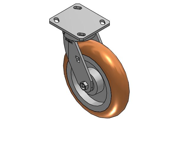 8" Top Plate Swivel Caster with Round Polyurethane Wheel - 170PM08228S0180A - Albion