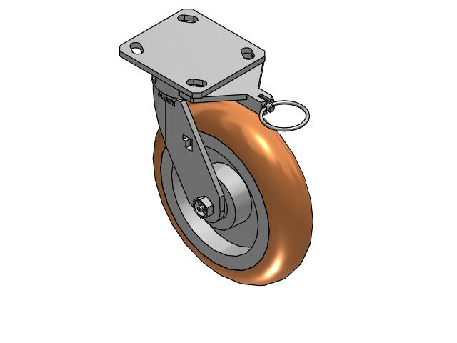 8" Top Plate Swivel Caster with Round Polyurethane Wheel and Swivel Lock  (L) - 170PM08228S0180AL - Albion