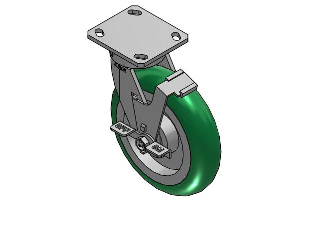 8" Top Plate Swivel Caster with Round Polyurethane Wheel and Face Brake (FBC) - 170PM08228S01FBC - Albion